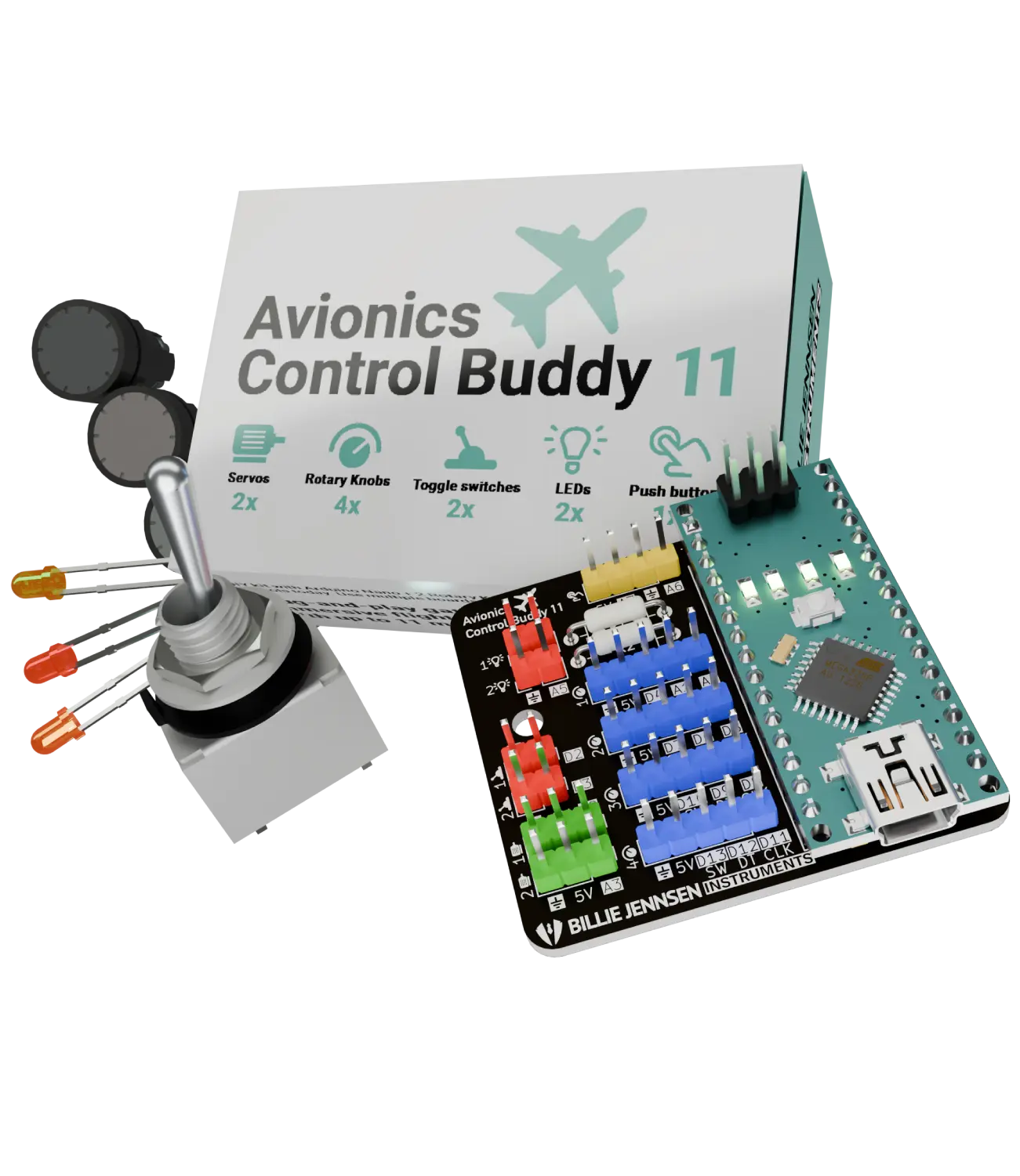 Avionics Control Buddy 11 product box and PCB