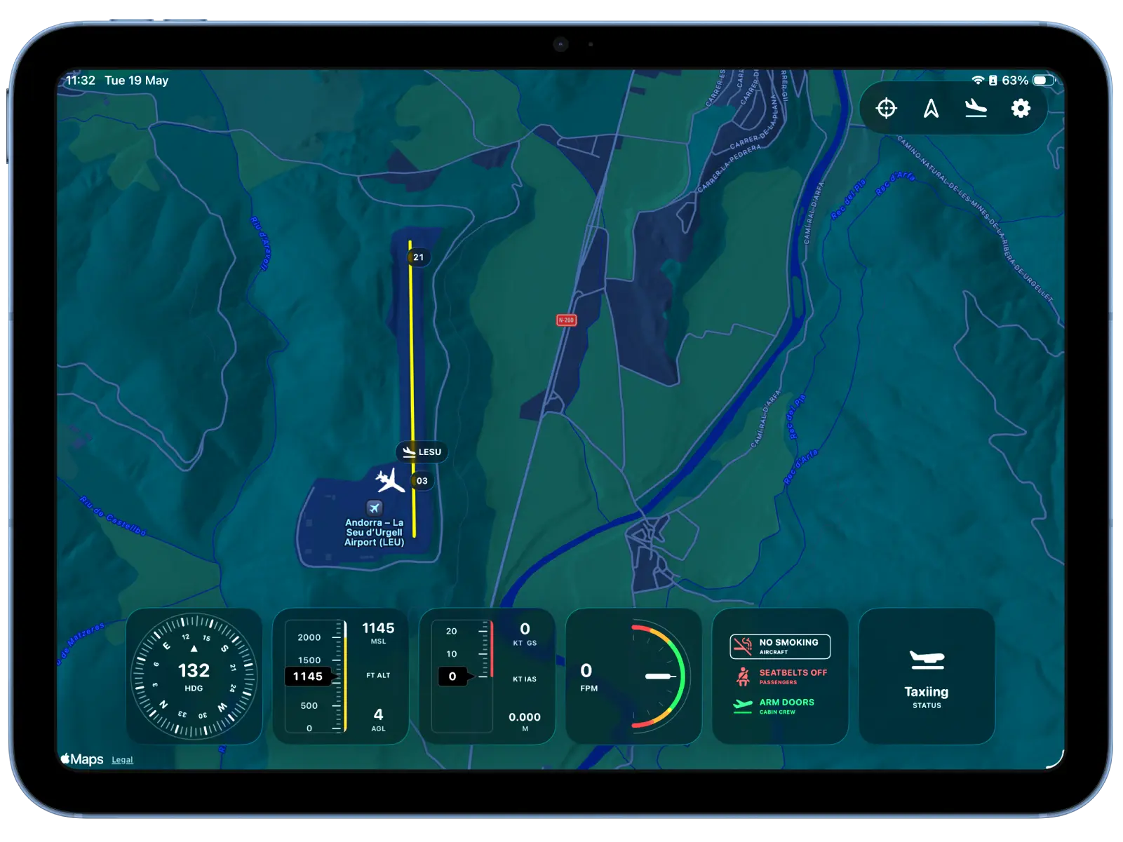 Avionics Buddy dashboard on iPad