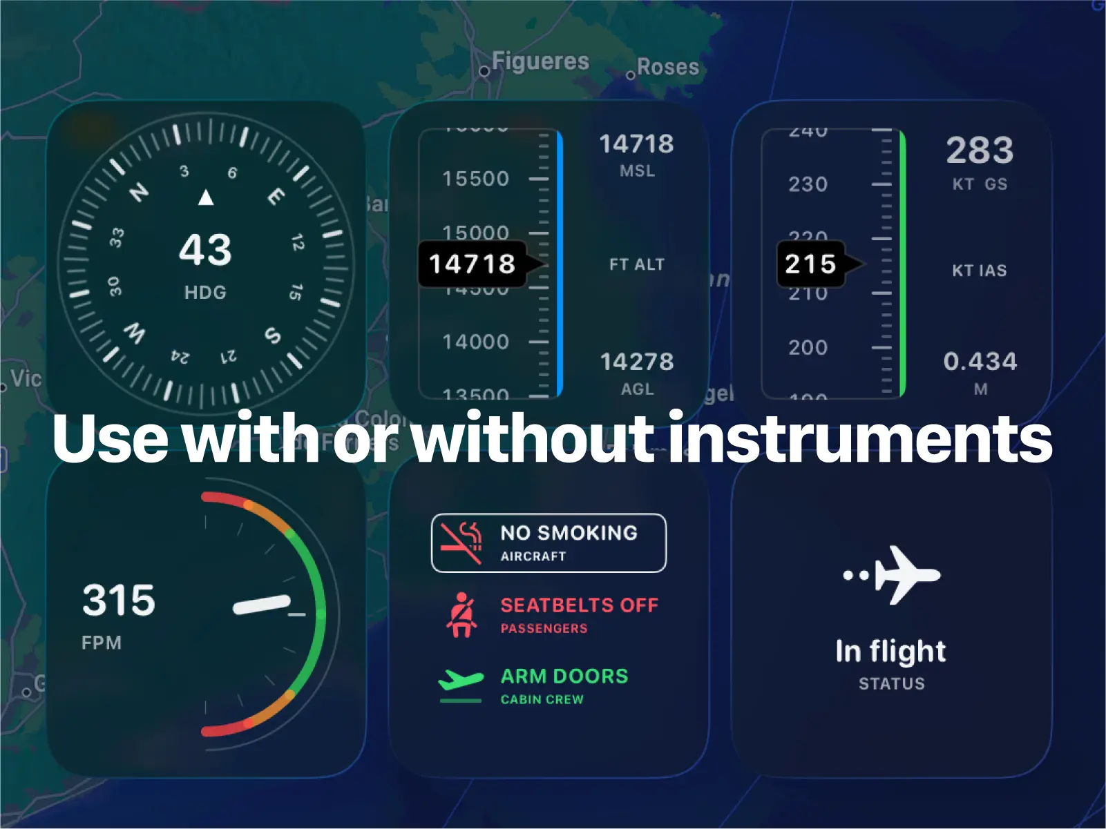 Avionics Buddy dashboard gauges on iPad