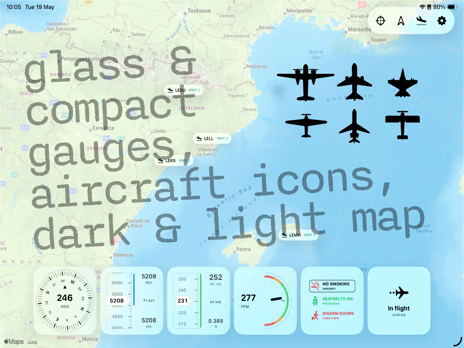 Avionics Buddy light mode interface