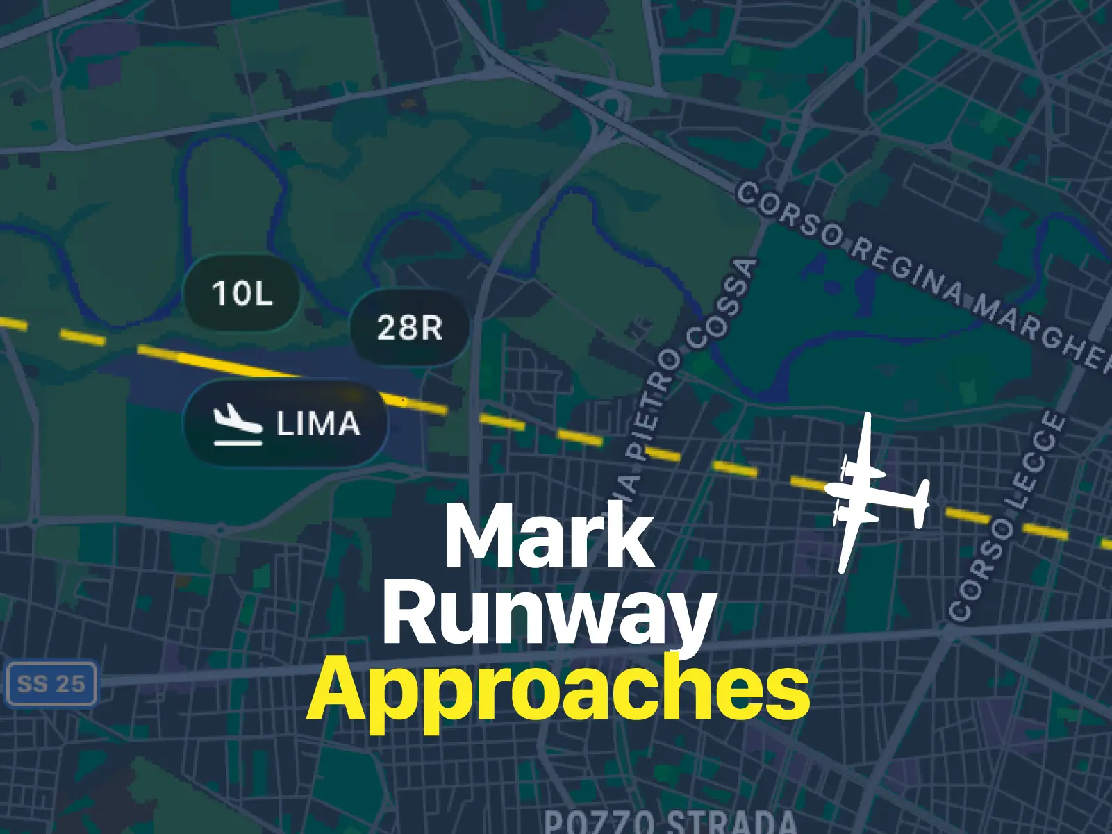 Runway approach helper on the moving map